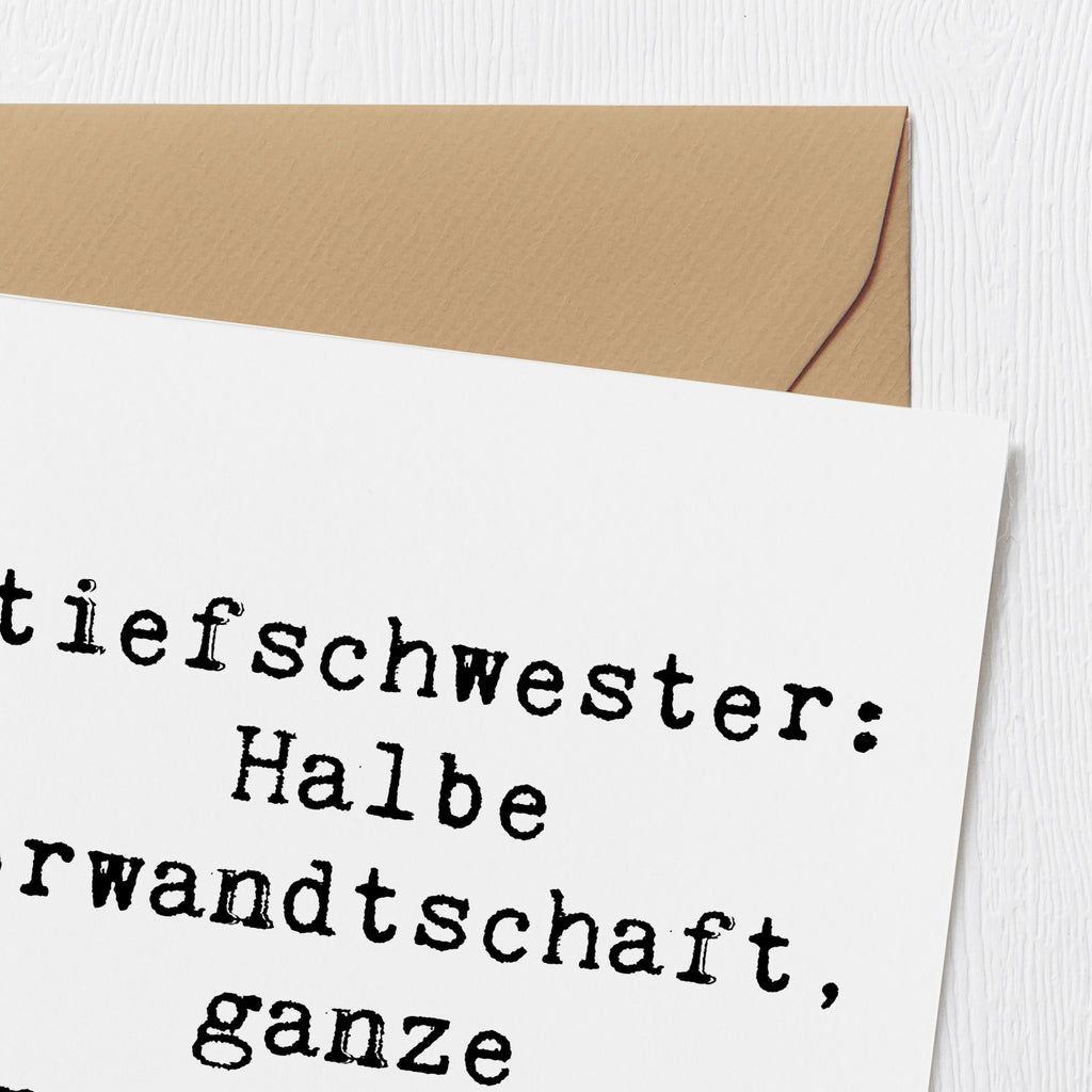 Deluxe Karte Spruch Stiefschwester Freundschaft Karte, Grußkarte, Klappkarte, Einladungskarte, Glückwunschkarte, Hochzeitskarte, Geburtstagskarte, Hochwertige Grußkarte, Hochwertige Klappkarte, Familie, Vatertag, Muttertag, Bruder, Schwester, Mama, Papa, Oma, Opa