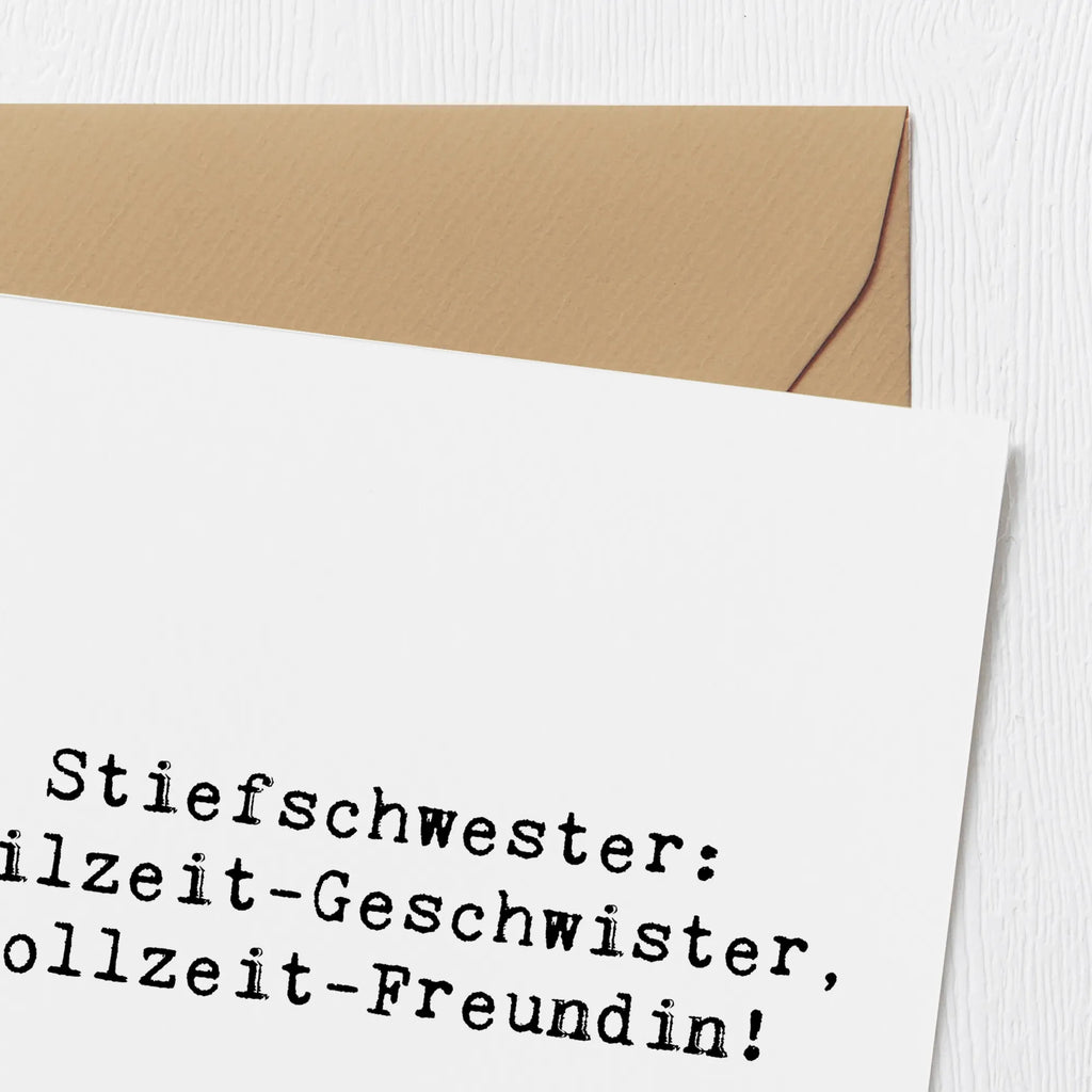 Deluxe Karte Spruch Stiefschwester Freundin Karte, Grußkarte, Klappkarte, Einladungskarte, Glückwunschkarte, Hochzeitskarte, Geburtstagskarte, Hochwertige Grußkarte, Hochwertige Klappkarte, Familie, Vatertag, Muttertag, Bruder, Schwester, Mama, Papa, Oma, Opa