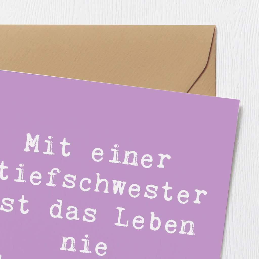 Deluxe Karte Spruch Stiefschwester Abenteuer Karte, Grußkarte, Klappkarte, Einladungskarte, Glückwunschkarte, Hochzeitskarte, Geburtstagskarte, Hochwertige Grußkarte, Hochwertige Klappkarte, Familie, Vatertag, Muttertag, Bruder, Schwester, Mama, Papa, Oma, Opa