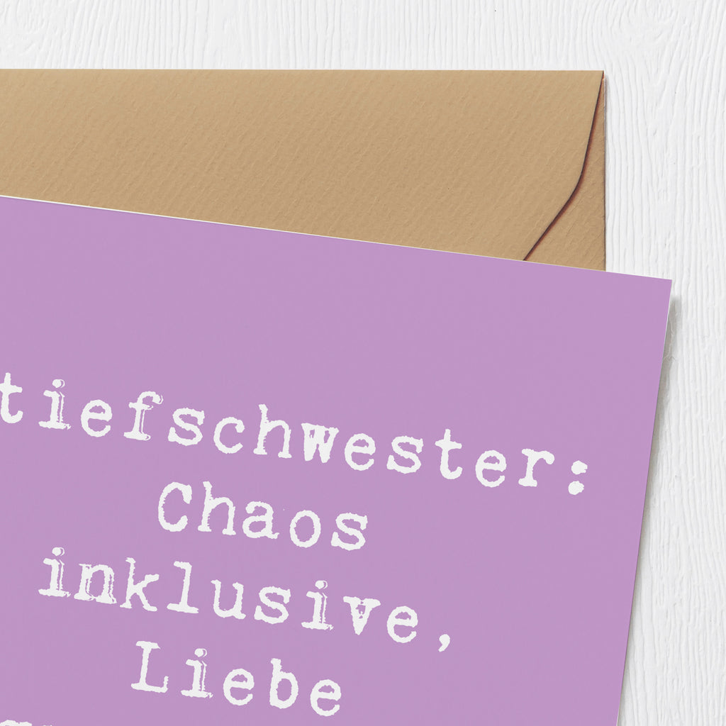 Deluxe Karte Spruch Stiefschwester Liebe Karte, Grußkarte, Klappkarte, Einladungskarte, Glückwunschkarte, Hochzeitskarte, Geburtstagskarte, Hochwertige Grußkarte, Hochwertige Klappkarte, Familie, Vatertag, Muttertag, Bruder, Schwester, Mama, Papa, Oma, Opa