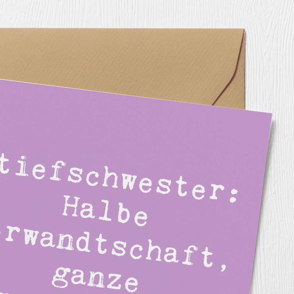 Deluxe Karte Spruch Stiefschwester Freundschaft Karte, Grußkarte, Klappkarte, Einladungskarte, Glückwunschkarte, Hochzeitskarte, Geburtstagskarte, Hochwertige Grußkarte, Hochwertige Klappkarte, Familie, Vatertag, Muttertag, Bruder, Schwester, Mama, Papa, Oma, Opa