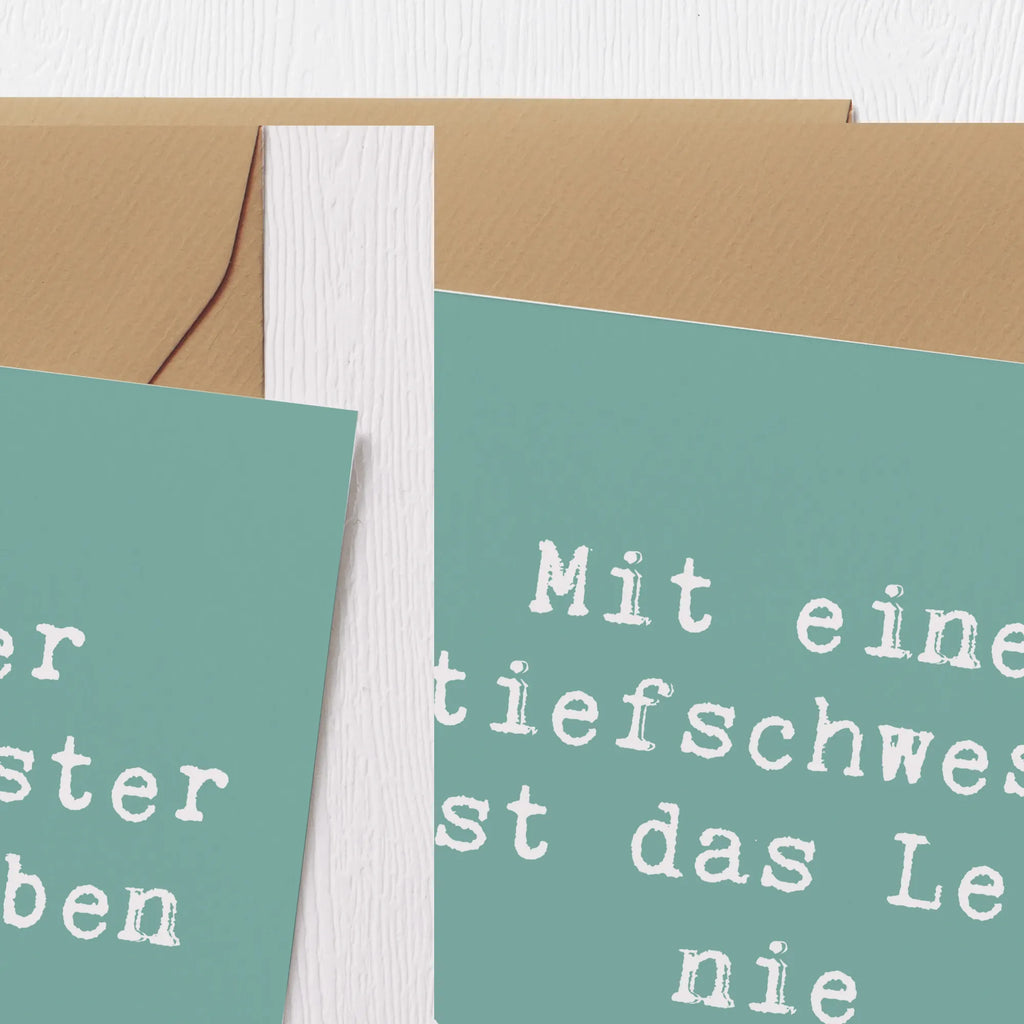 Deluxe Karte Spruch Stiefschwester Abenteuer Karte, Grußkarte, Klappkarte, Einladungskarte, Glückwunschkarte, Hochzeitskarte, Geburtstagskarte, Hochwertige Grußkarte, Hochwertige Klappkarte, Familie, Vatertag, Muttertag, Bruder, Schwester, Mama, Papa, Oma, Opa