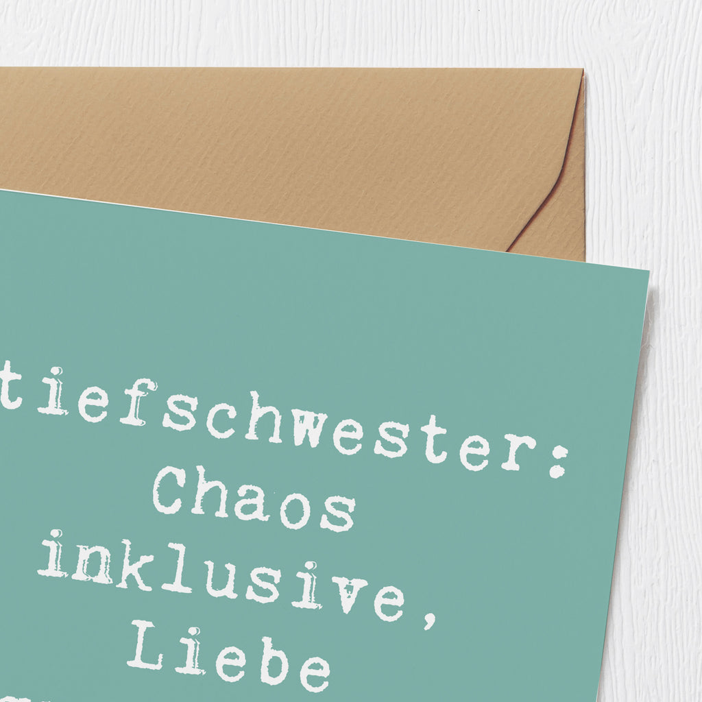 Deluxe Karte Spruch Stiefschwester Liebe Karte, Grußkarte, Klappkarte, Einladungskarte, Glückwunschkarte, Hochzeitskarte, Geburtstagskarte, Hochwertige Grußkarte, Hochwertige Klappkarte, Familie, Vatertag, Muttertag, Bruder, Schwester, Mama, Papa, Oma, Opa