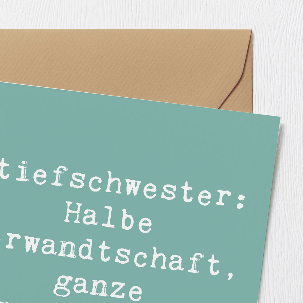 Deluxe Karte Spruch Stiefschwester Freundschaft Karte, Grußkarte, Klappkarte, Einladungskarte, Glückwunschkarte, Hochzeitskarte, Geburtstagskarte, Hochwertige Grußkarte, Hochwertige Klappkarte, Familie, Vatertag, Muttertag, Bruder, Schwester, Mama, Papa, Oma, Opa