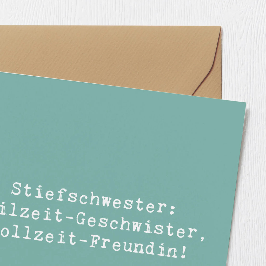 Deluxe Karte Spruch Stiefschwester Freundin Karte, Grußkarte, Klappkarte, Einladungskarte, Glückwunschkarte, Hochzeitskarte, Geburtstagskarte, Hochwertige Grußkarte, Hochwertige Klappkarte, Familie, Vatertag, Muttertag, Bruder, Schwester, Mama, Papa, Oma, Opa