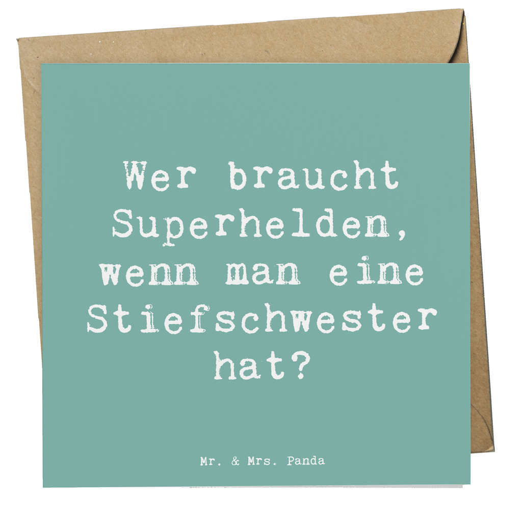 Deluxe Karte Spruch Stiefschwester Heldin Karte, Grußkarte, Klappkarte, Einladungskarte, Glückwunschkarte, Hochzeitskarte, Geburtstagskarte, Hochwertige Grußkarte, Hochwertige Klappkarte, Familie, Vatertag, Muttertag, Bruder, Schwester, Mama, Papa, Oma, Opa