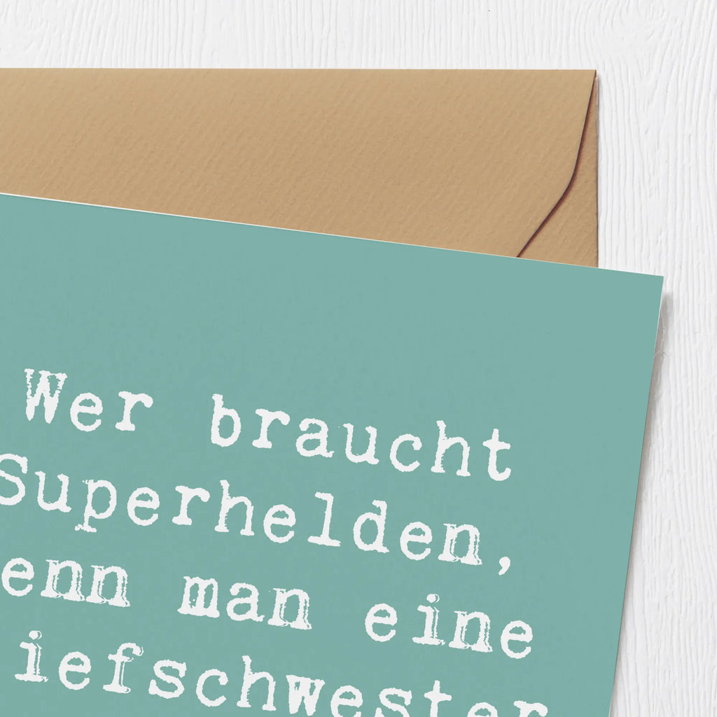 Deluxe Karte Spruch Stiefschwester Heldin Karte, Grußkarte, Klappkarte, Einladungskarte, Glückwunschkarte, Hochzeitskarte, Geburtstagskarte, Hochwertige Grußkarte, Hochwertige Klappkarte, Familie, Vatertag, Muttertag, Bruder, Schwester, Mama, Papa, Oma, Opa