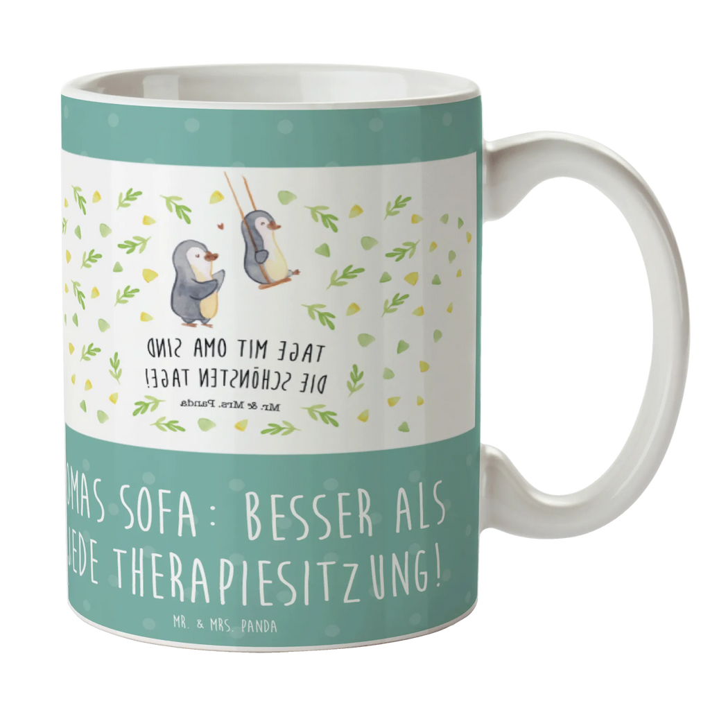 Tasse Omas Sofa: besser als jede Therapiesitzung! Tasse, Kaffeetasse, Teetasse, Becher, Kaffeebecher, Teebecher, Keramiktasse, Porzellantasse, Büro Tasse, Geschenk Tasse, Tasse Sprüche, Tasse Motive, Kaffeetassen, Tasse bedrucken, Designer Tasse, Cappuccino Tassen, Schöne Teetassen, Familie, Vatertag, Muttertag, Bruder, Schwester, Mama, Papa, Oma, Opa