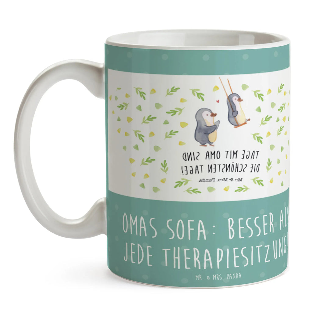 Tasse Omas Sofa: besser als jede Therapiesitzung! Tasse, Kaffeetasse, Teetasse, Becher, Kaffeebecher, Teebecher, Keramiktasse, Porzellantasse, Büro Tasse, Geschenk Tasse, Tasse Sprüche, Tasse Motive, Kaffeetassen, Tasse bedrucken, Designer Tasse, Cappuccino Tassen, Schöne Teetassen, Familie, Vatertag, Muttertag, Bruder, Schwester, Mama, Papa, Oma, Opa