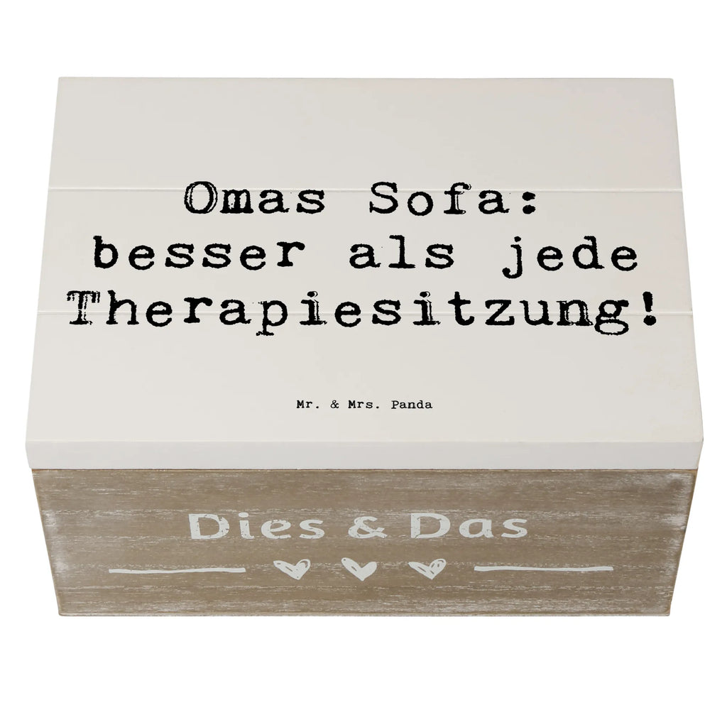 Holzkiste Spruch Omas Sofa: besser als jede Therapiesitzung! Holzkiste, Kiste, Schatzkiste, Truhe, Schatulle, XXL, Erinnerungsbox, Erinnerungskiste, Dekokiste, Aufbewahrungsbox, Geschenkbox, Geschenkdose, Familie, Vatertag, Muttertag, Bruder, Schwester, Mama, Papa, Oma, Opa