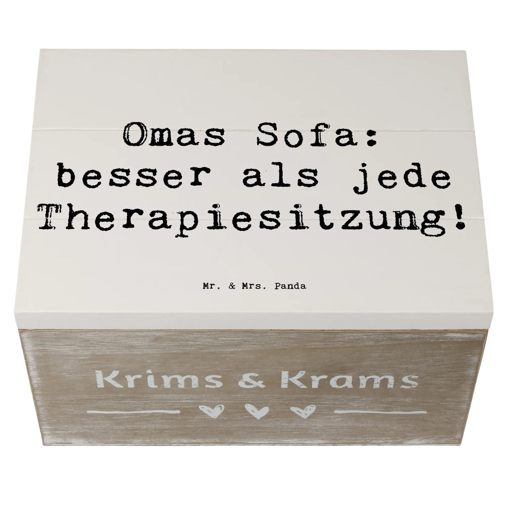 Holzkiste Spruch Omas Sofa: besser als jede Therapiesitzung! Holzkiste, Kiste, Schatzkiste, Truhe, Schatulle, XXL, Erinnerungsbox, Erinnerungskiste, Dekokiste, Aufbewahrungsbox, Geschenkbox, Geschenkdose, Familie, Vatertag, Muttertag, Bruder, Schwester, Mama, Papa, Oma, Opa