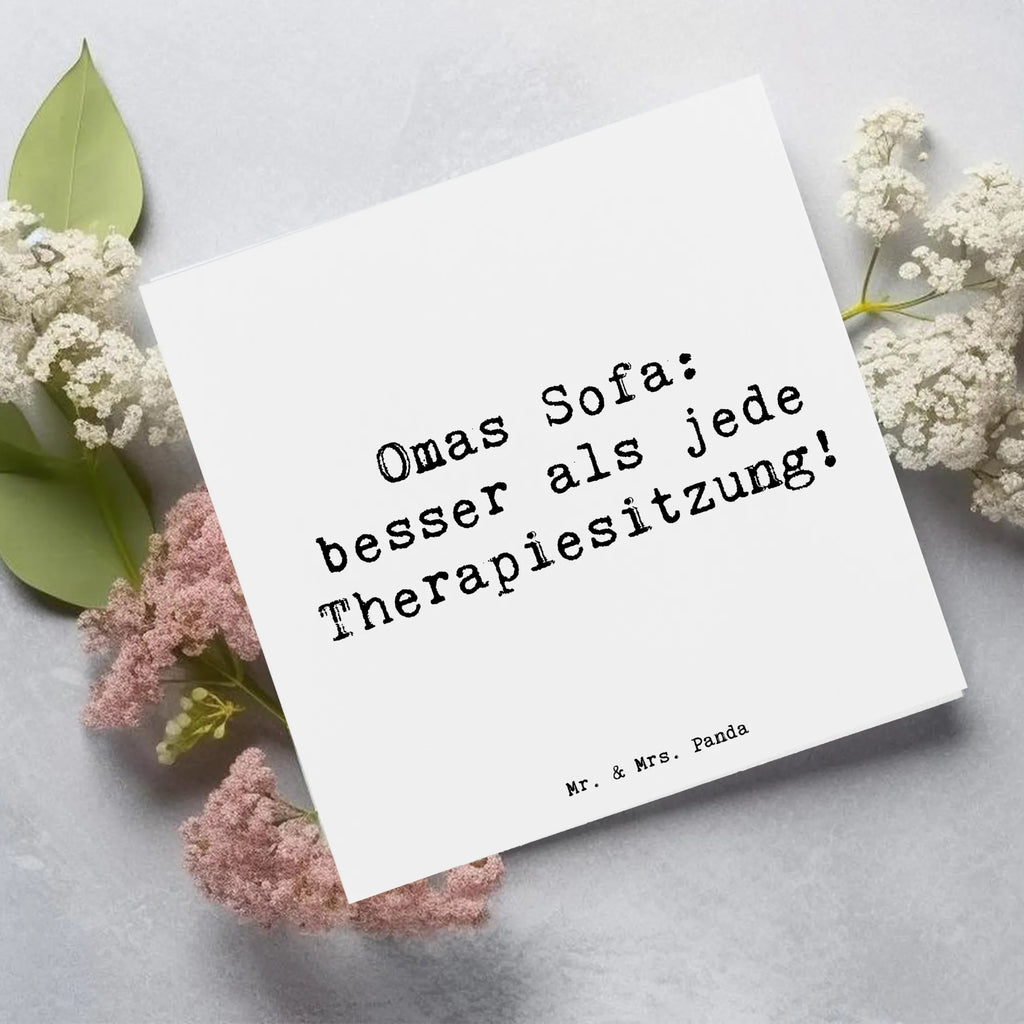 Deluxe Karte Spruch Omas Sofa: besser als jede Therapiesitzung! Karte, Grußkarte, Klappkarte, Einladungskarte, Glückwunschkarte, Hochzeitskarte, Geburtstagskarte, Hochwertige Grußkarte, Hochwertige Klappkarte, Familie, Vatertag, Muttertag, Bruder, Schwester, Mama, Papa, Oma, Opa