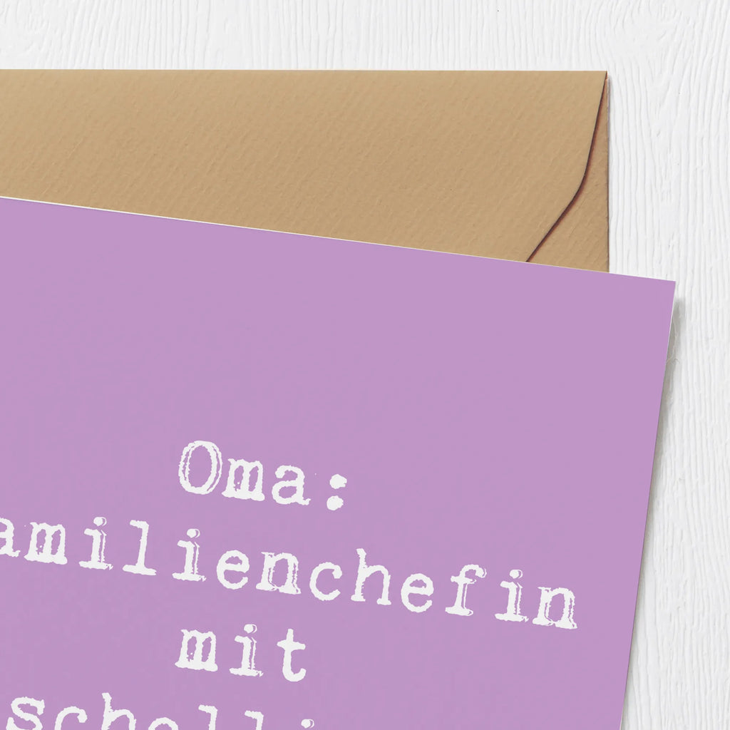 Deluxe Karte Spruch Oma Familienchefin Karte, Grußkarte, Klappkarte, Einladungskarte, Glückwunschkarte, Hochzeitskarte, Geburtstagskarte, Hochwertige Grußkarte, Hochwertige Klappkarte, Familie, Vatertag, Muttertag, Bruder, Schwester, Mama, Papa, Oma, Opa