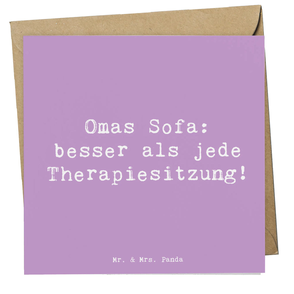 Deluxe Karte Spruch Omas Sofa: besser als jede Therapiesitzung! Karte, Grußkarte, Klappkarte, Einladungskarte, Glückwunschkarte, Hochzeitskarte, Geburtstagskarte, Hochwertige Grußkarte, Hochwertige Klappkarte, Familie, Vatertag, Muttertag, Bruder, Schwester, Mama, Papa, Oma, Opa