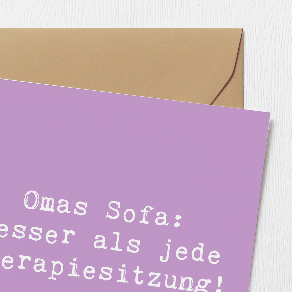 Deluxe Karte Spruch Omas Sofa: besser als jede Therapiesitzung! Karte, Grußkarte, Klappkarte, Einladungskarte, Glückwunschkarte, Hochzeitskarte, Geburtstagskarte, Hochwertige Grußkarte, Hochwertige Klappkarte, Familie, Vatertag, Muttertag, Bruder, Schwester, Mama, Papa, Oma, Opa