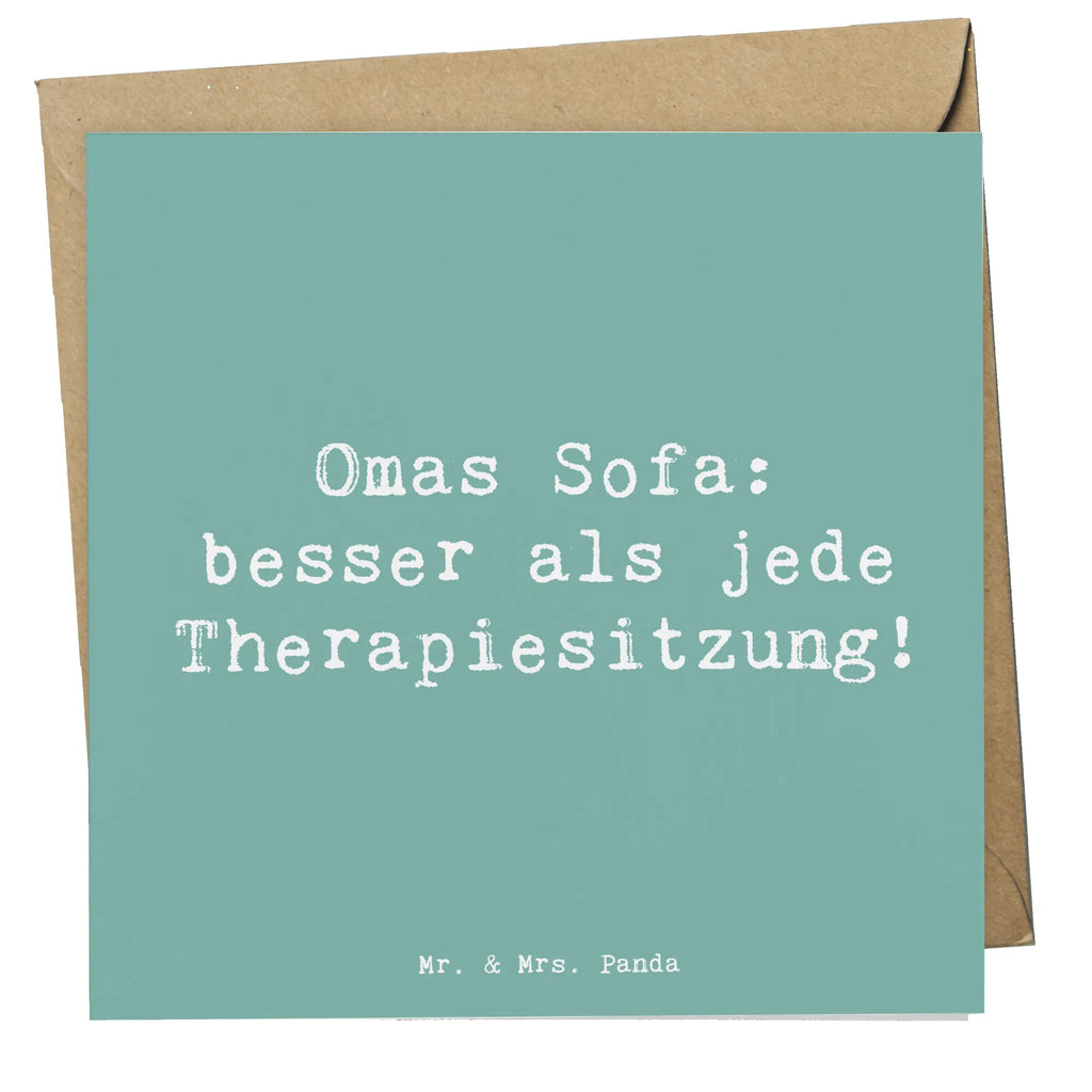 Deluxe Karte Spruch Omas Sofa: besser als jede Therapiesitzung! Karte, Grußkarte, Klappkarte, Einladungskarte, Glückwunschkarte, Hochzeitskarte, Geburtstagskarte, Hochwertige Grußkarte, Hochwertige Klappkarte, Familie, Vatertag, Muttertag, Bruder, Schwester, Mama, Papa, Oma, Opa