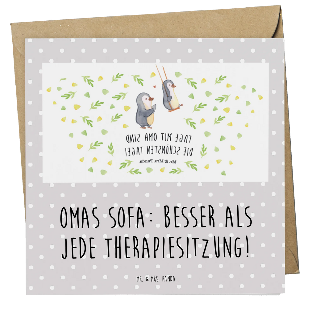 Deluxe Karte Omas Sofa: besser als jede Therapiesitzung! Karte, Grußkarte, Klappkarte, Einladungskarte, Glückwunschkarte, Hochzeitskarte, Geburtstagskarte, Hochwertige Grußkarte, Hochwertige Klappkarte, Familie, Vatertag, Muttertag, Bruder, Schwester, Mama, Papa, Oma, Opa