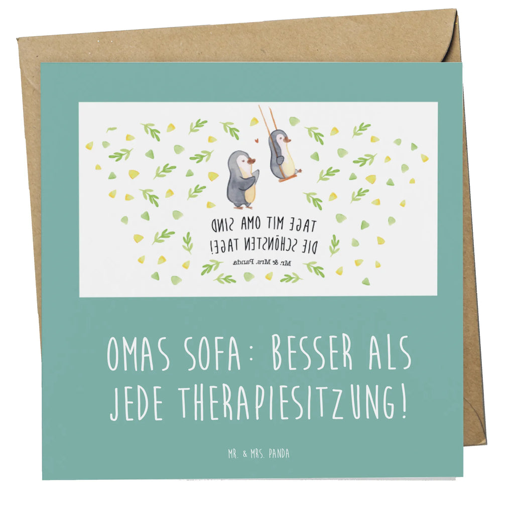 Deluxe Karte Omas Sofa: besser als jede Therapiesitzung! Karte, Grußkarte, Klappkarte, Einladungskarte, Glückwunschkarte, Hochzeitskarte, Geburtstagskarte, Hochwertige Grußkarte, Hochwertige Klappkarte, Familie, Vatertag, Muttertag, Bruder, Schwester, Mama, Papa, Oma, Opa