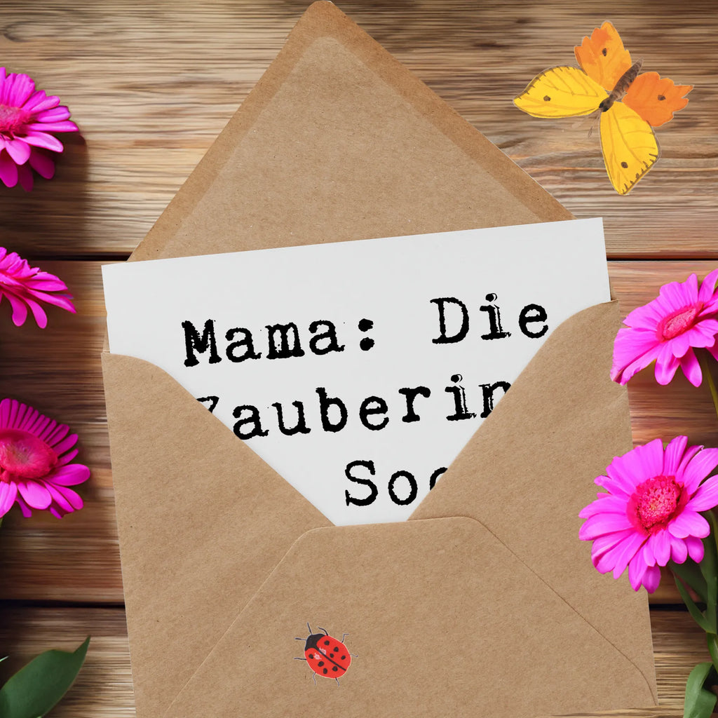 Deluxe Karte Spruch Mama Zauberin Karte, Grußkarte, Klappkarte, Einladungskarte, Glückwunschkarte, Hochzeitskarte, Geburtstagskarte, Hochwertige Grußkarte, Hochwertige Klappkarte, Familie, Vatertag, Muttertag, Bruder, Schwester, Mama, Papa, Oma, Opa