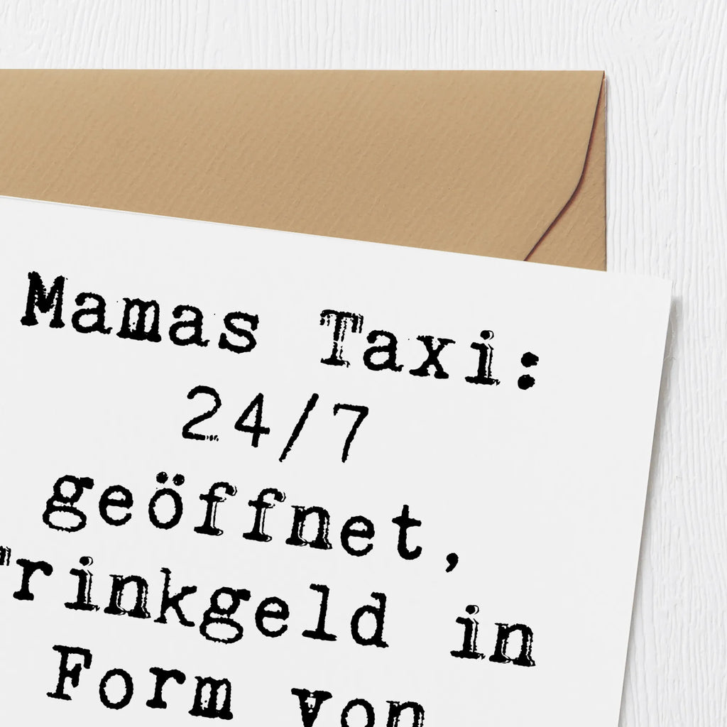 Deluxe Karte Spruch Mamas Taxi Karte, Grußkarte, Klappkarte, Einladungskarte, Glückwunschkarte, Hochzeitskarte, Geburtstagskarte, Hochwertige Grußkarte, Hochwertige Klappkarte, Familie, Vatertag, Muttertag, Bruder, Schwester, Mama, Papa, Oma, Opa