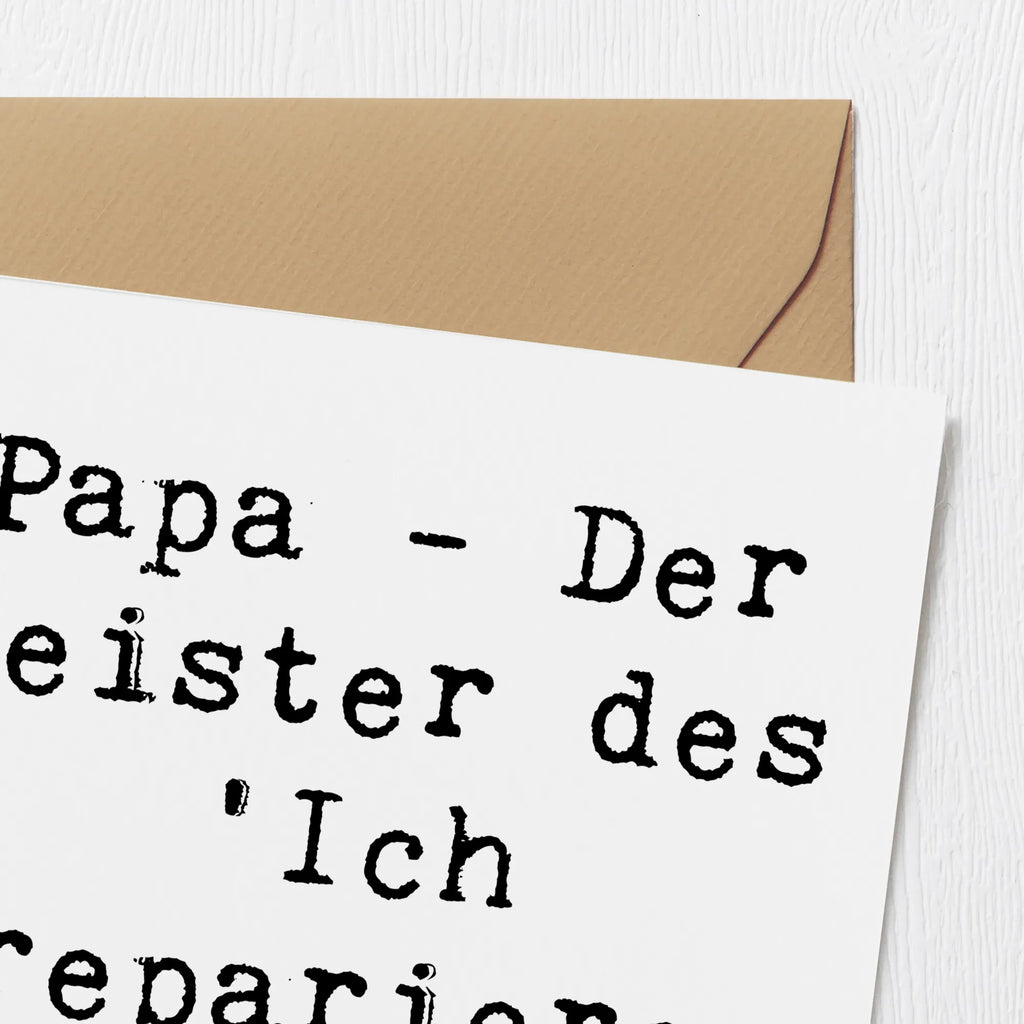 Deluxe Karte Spruch Papa Meister Karte, Grußkarte, Klappkarte, Einladungskarte, Glückwunschkarte, Hochzeitskarte, Geburtstagskarte, Hochwertige Grußkarte, Hochwertige Klappkarte, Familie, Vatertag, Muttertag, Bruder, Schwester, Mama, Papa, Oma, Opa