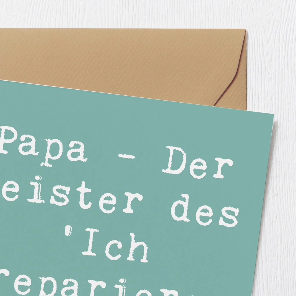 Deluxe Karte Spruch Papa Meister Karte, Grußkarte, Klappkarte, Einladungskarte, Glückwunschkarte, Hochzeitskarte, Geburtstagskarte, Hochwertige Grußkarte, Hochwertige Klappkarte, Familie, Vatertag, Muttertag, Bruder, Schwester, Mama, Papa, Oma, Opa