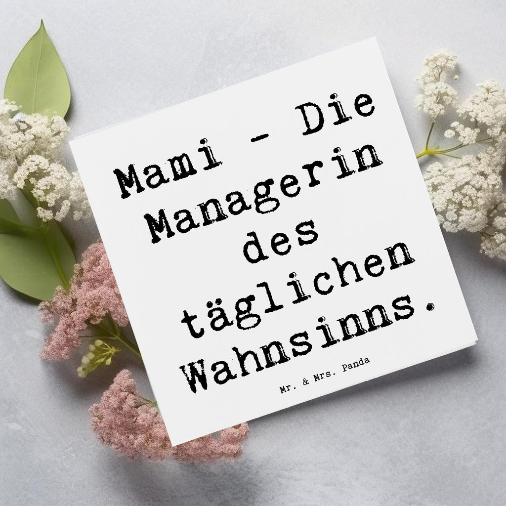 Deluxe Karte Spruch Mami Managerin Karte, Grußkarte, Klappkarte, Einladungskarte, Glückwunschkarte, Hochzeitskarte, Geburtstagskarte, Hochwertige Grußkarte, Hochwertige Klappkarte, Familie, Vatertag, Muttertag, Bruder, Schwester, Mama, Papa, Oma, Opa