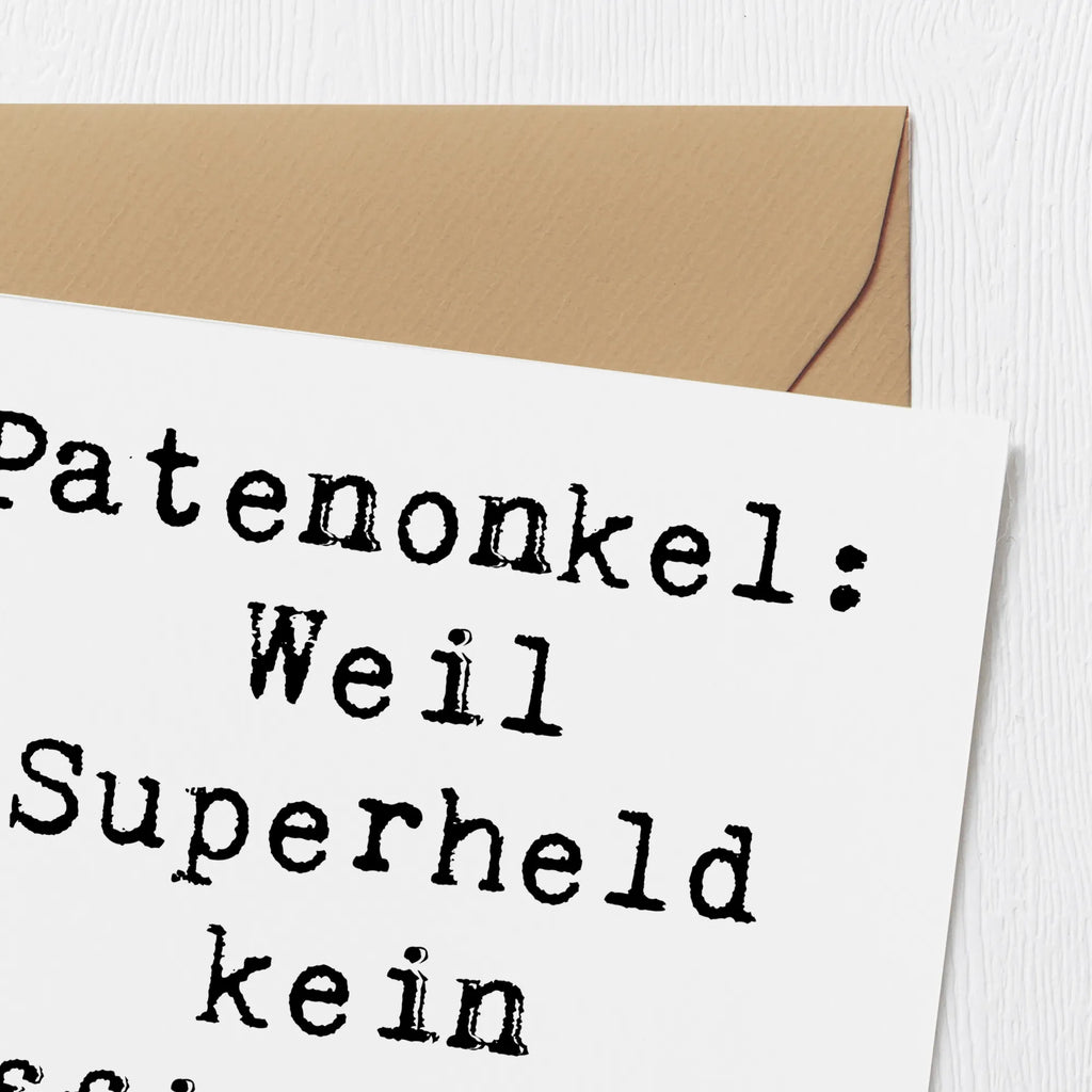 Deluxe Karte Spruch Patenonkel Superheld Karte, Grußkarte, Klappkarte, Einladungskarte, Glückwunschkarte, Hochzeitskarte, Geburtstagskarte, Hochwertige Grußkarte, Hochwertige Klappkarte, Familie, Vatertag, Muttertag, Bruder, Schwester, Mama, Papa, Oma, Opa