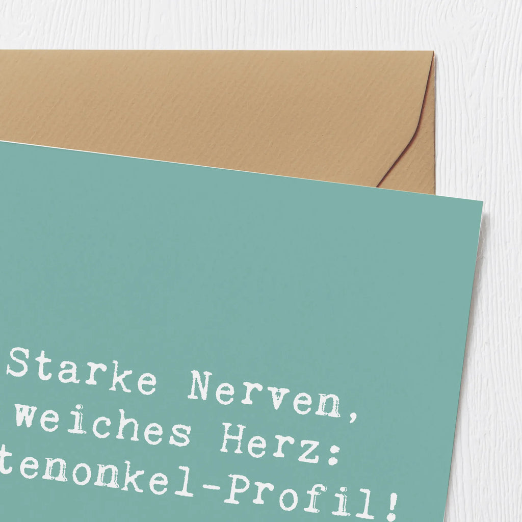 Deluxe Karte Spruch Starke Patenonkel Karte, Grußkarte, Klappkarte, Einladungskarte, Glückwunschkarte, Hochzeitskarte, Geburtstagskarte, Hochwertige Grußkarte, Hochwertige Klappkarte, Familie, Vatertag, Muttertag, Bruder, Schwester, Mama, Papa, Oma, Opa