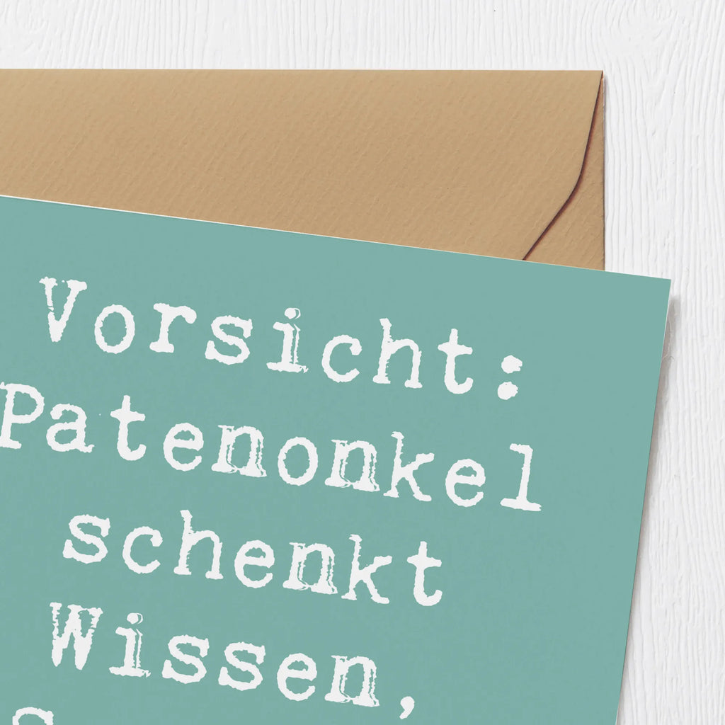 Deluxe Karte Spruch Patenonkel Wissen Spaß Karte, Grußkarte, Klappkarte, Einladungskarte, Glückwunschkarte, Hochzeitskarte, Geburtstagskarte, Hochwertige Grußkarte, Hochwertige Klappkarte, Familie, Vatertag, Muttertag, Bruder, Schwester, Mama, Papa, Oma, Opa