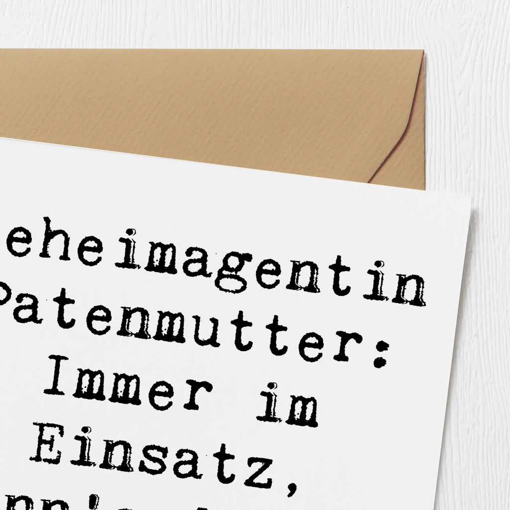 Deluxe Karte Spruch Geheimagentin Patenmutter Karte, Grußkarte, Klappkarte, Einladungskarte, Glückwunschkarte, Hochzeitskarte, Geburtstagskarte, Hochwertige Grußkarte, Hochwertige Klappkarte, Familie, Vatertag, Muttertag, Bruder, Schwester, Mama, Papa, Oma, Opa