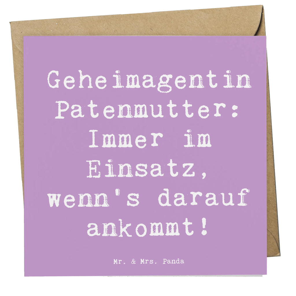 Deluxe Karte Spruch Geheimagentin Patenmutter Karte, Grußkarte, Klappkarte, Einladungskarte, Glückwunschkarte, Hochzeitskarte, Geburtstagskarte, Hochwertige Grußkarte, Hochwertige Klappkarte, Familie, Vatertag, Muttertag, Bruder, Schwester, Mama, Papa, Oma, Opa