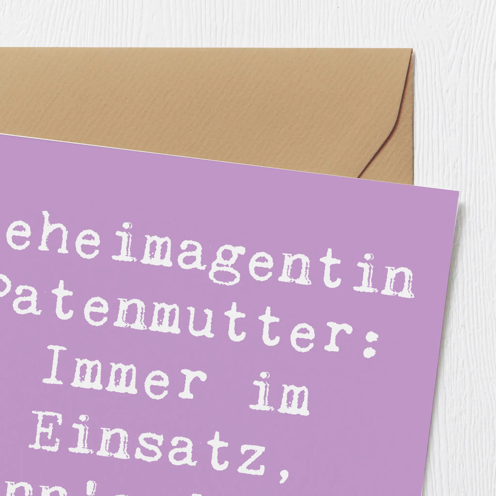 Deluxe Karte Spruch Geheimagentin Patenmutter Karte, Grußkarte, Klappkarte, Einladungskarte, Glückwunschkarte, Hochzeitskarte, Geburtstagskarte, Hochwertige Grußkarte, Hochwertige Klappkarte, Familie, Vatertag, Muttertag, Bruder, Schwester, Mama, Papa, Oma, Opa