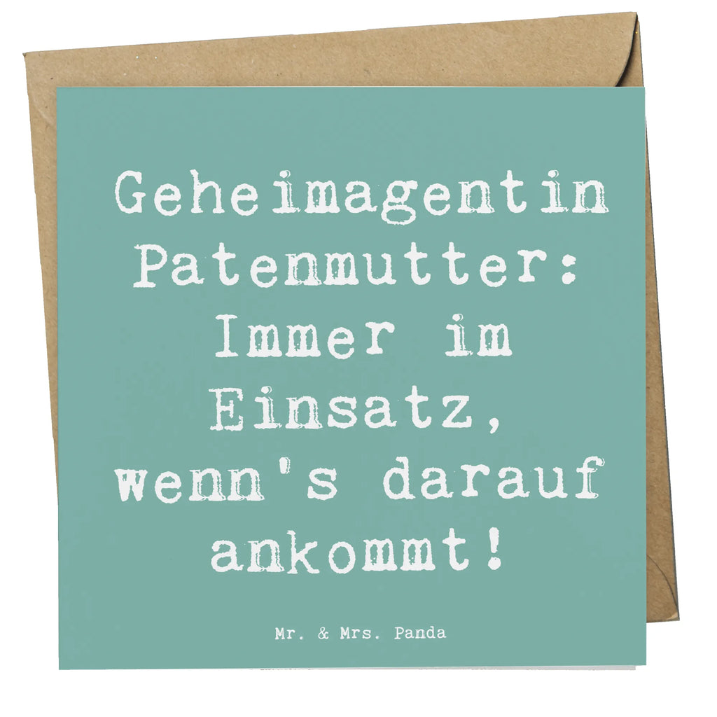 Deluxe Karte Spruch Geheimagentin Patenmutter Karte, Grußkarte, Klappkarte, Einladungskarte, Glückwunschkarte, Hochzeitskarte, Geburtstagskarte, Hochwertige Grußkarte, Hochwertige Klappkarte, Familie, Vatertag, Muttertag, Bruder, Schwester, Mama, Papa, Oma, Opa