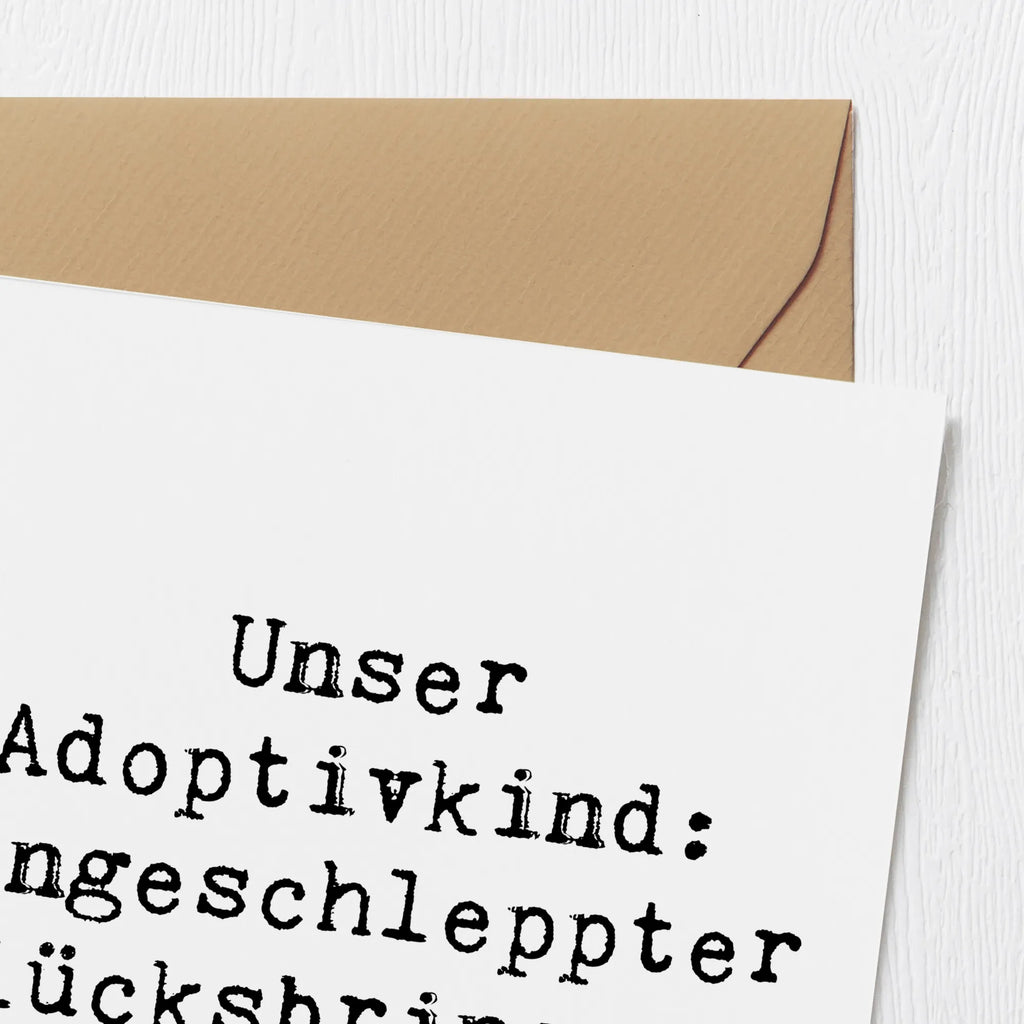 Deluxe Karte Spruch Adoptivkind Glücksbringer Karte, Grußkarte, Klappkarte, Einladungskarte, Glückwunschkarte, Hochzeitskarte, Geburtstagskarte, Hochwertige Grußkarte, Hochwertige Klappkarte, Familie, Vatertag, Muttertag, Bruder, Schwester, Mama, Papa, Oma, Opa