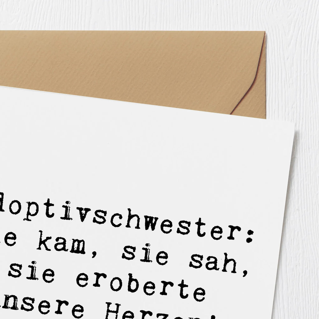 Deluxe Karte Spruch Adoptivschwester Herz Karte, Grußkarte, Klappkarte, Einladungskarte, Glückwunschkarte, Hochzeitskarte, Geburtstagskarte, Hochwertige Grußkarte, Hochwertige Klappkarte, Familie, Vatertag, Muttertag, Bruder, Schwester, Mama, Papa, Oma, Opa