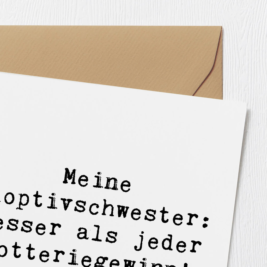 Deluxe Karte Spruch Adoptivschwester Wunder Karte, Grußkarte, Klappkarte, Einladungskarte, Glückwunschkarte, Hochzeitskarte, Geburtstagskarte, Hochwertige Grußkarte, Hochwertige Klappkarte, Familie, Vatertag, Muttertag, Bruder, Schwester, Mama, Papa, Oma, Opa