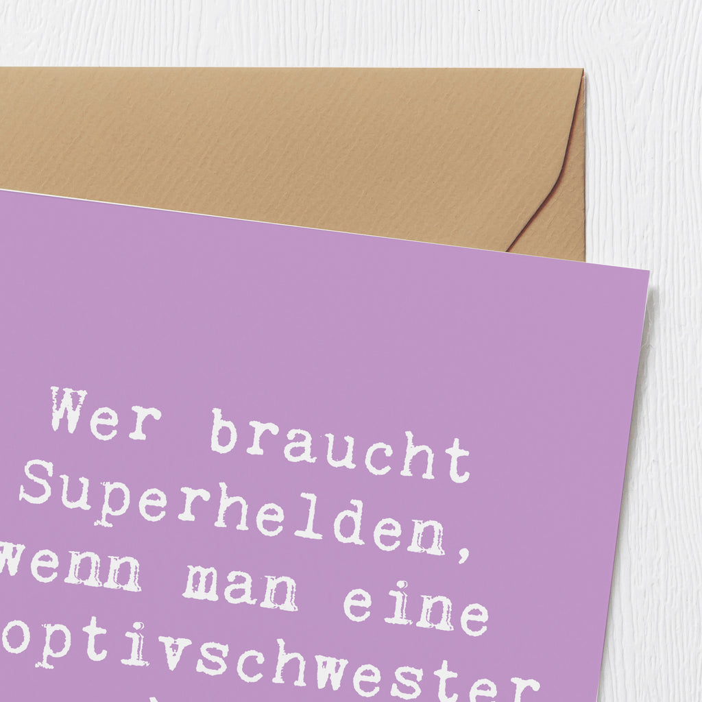 Deluxe Karte Spruch Adoptivschwester Heldin Karte, Grußkarte, Klappkarte, Einladungskarte, Glückwunschkarte, Hochzeitskarte, Geburtstagskarte, Hochwertige Grußkarte, Hochwertige Klappkarte, Familie, Vatertag, Muttertag, Bruder, Schwester, Mama, Papa, Oma, Opa