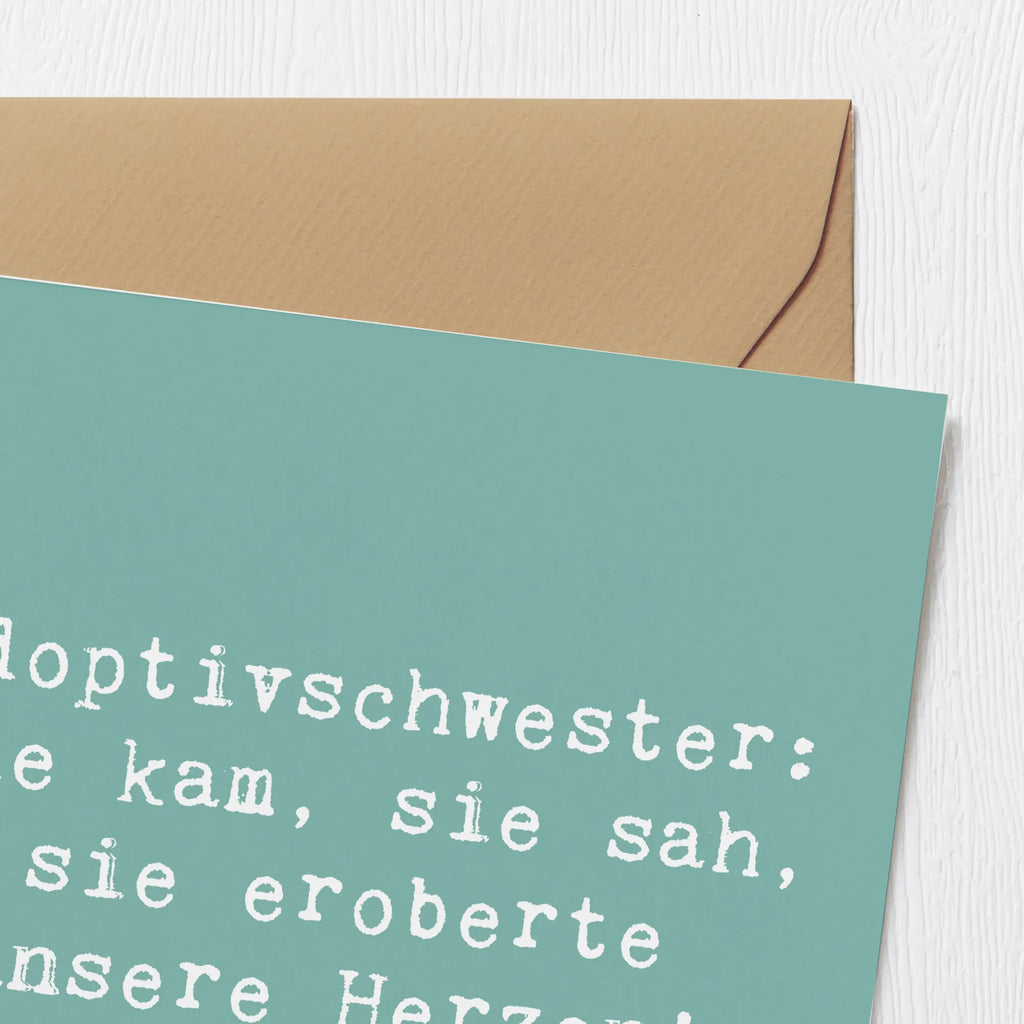 Deluxe Karte Spruch Adoptivschwester Herz Karte, Grußkarte, Klappkarte, Einladungskarte, Glückwunschkarte, Hochzeitskarte, Geburtstagskarte, Hochwertige Grußkarte, Hochwertige Klappkarte, Familie, Vatertag, Muttertag, Bruder, Schwester, Mama, Papa, Oma, Opa