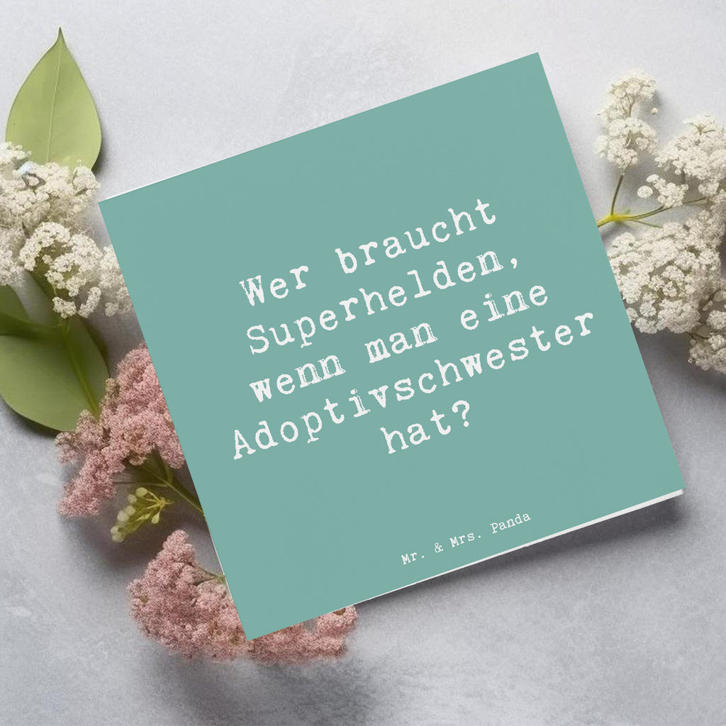 Deluxe Karte Spruch Adoptivschwester Heldin Karte, Grußkarte, Klappkarte, Einladungskarte, Glückwunschkarte, Hochzeitskarte, Geburtstagskarte, Hochwertige Grußkarte, Hochwertige Klappkarte, Familie, Vatertag, Muttertag, Bruder, Schwester, Mama, Papa, Oma, Opa