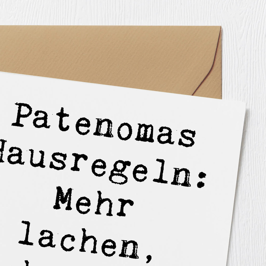 Deluxe Karte Spruch Patenoma Hausregeln Karte, Grußkarte, Klappkarte, Einladungskarte, Glückwunschkarte, Hochzeitskarte, Geburtstagskarte, Hochwertige Grußkarte, Hochwertige Klappkarte, Familie, Vatertag, Muttertag, Bruder, Schwester, Mama, Papa, Oma, Opa