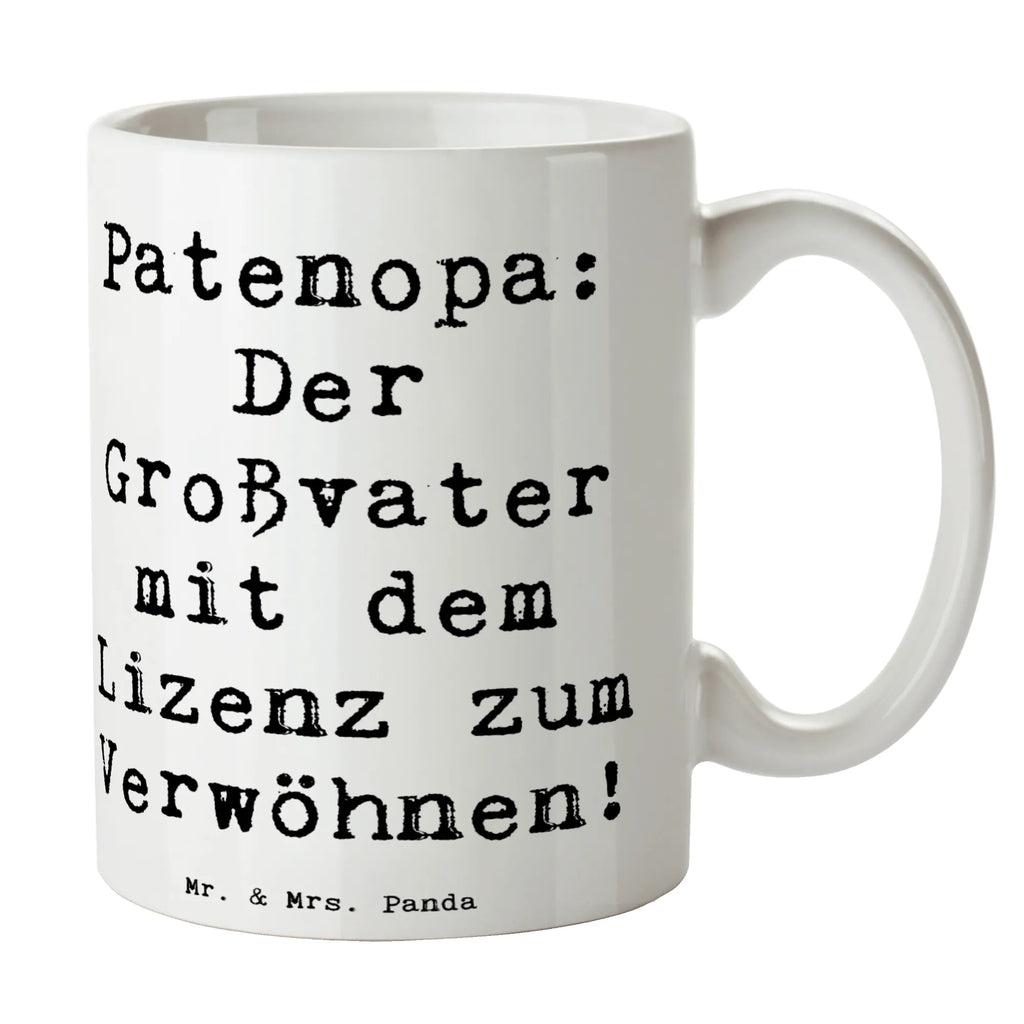 Tasse Spruch Patenopa Verwöhnung Tasse, Kaffeetasse, Teetasse, Becher, Kaffeebecher, Teebecher, Keramiktasse, Porzellantasse, Büro Tasse, Geschenk Tasse, Tasse Sprüche, Tasse Motive, Kaffeetassen, Tasse bedrucken, Designer Tasse, Cappuccino Tassen, Schöne Teetassen, Familie, Vatertag, Muttertag, Bruder, Schwester, Mama, Papa, Oma, Opa