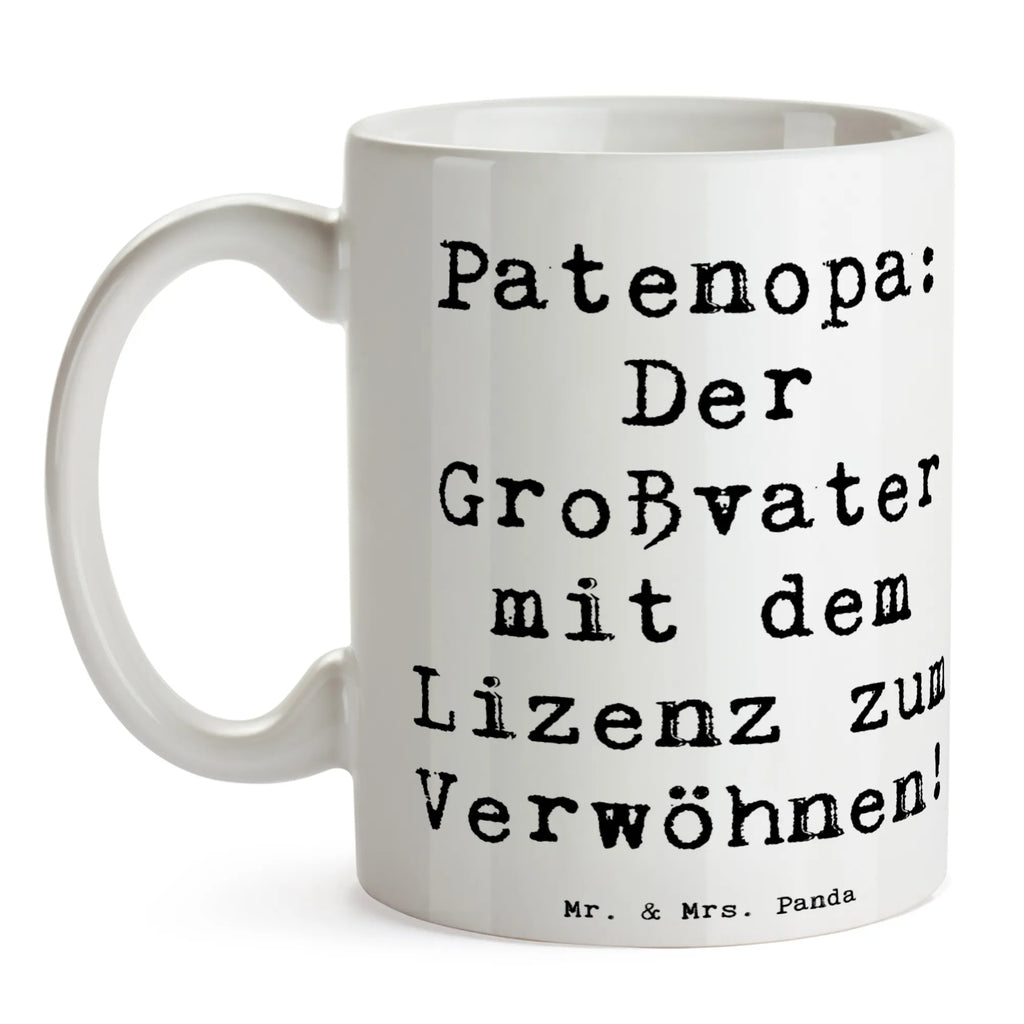 Tasse Spruch Patenopa Verwöhnung Tasse, Kaffeetasse, Teetasse, Becher, Kaffeebecher, Teebecher, Keramiktasse, Porzellantasse, Büro Tasse, Geschenk Tasse, Tasse Sprüche, Tasse Motive, Kaffeetassen, Tasse bedrucken, Designer Tasse, Cappuccino Tassen, Schöne Teetassen, Familie, Vatertag, Muttertag, Bruder, Schwester, Mama, Papa, Oma, Opa