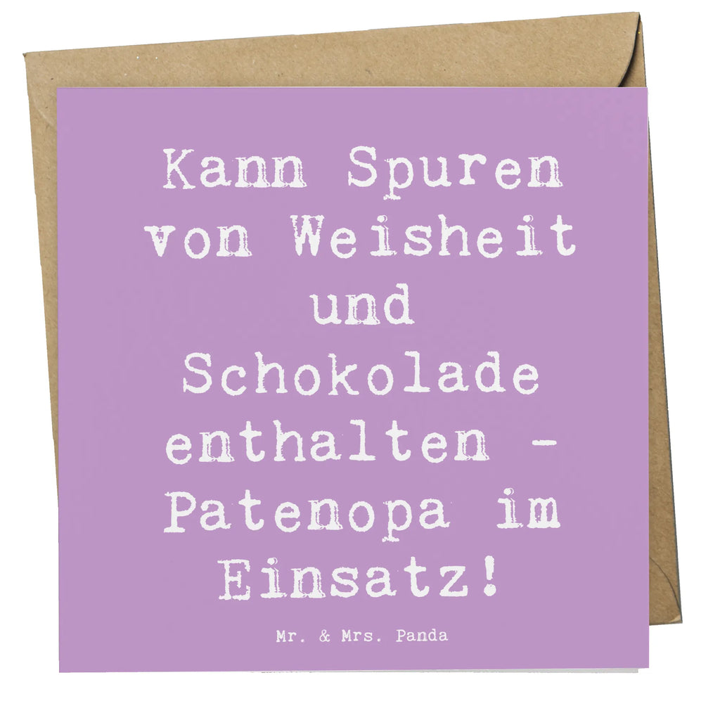 Deluxe Karte Spruch Patenopa und Weisheit Karte, Grußkarte, Klappkarte, Einladungskarte, Glückwunschkarte, Hochzeitskarte, Geburtstagskarte, Hochwertige Grußkarte, Hochwertige Klappkarte, Familie, Vatertag, Muttertag, Bruder, Schwester, Mama, Papa, Oma, Opa