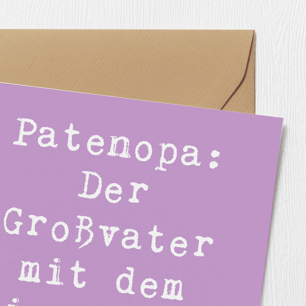 Deluxe Karte Spruch Patenopa Verwöhnung Karte, Grußkarte, Klappkarte, Einladungskarte, Glückwunschkarte, Hochzeitskarte, Geburtstagskarte, Hochwertige Grußkarte, Hochwertige Klappkarte, Familie, Vatertag, Muttertag, Bruder, Schwester, Mama, Papa, Oma, Opa