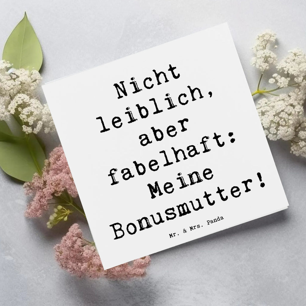 Deluxe Karte Spruch Bonusmutter Karte, Grußkarte, Klappkarte, Einladungskarte, Glückwunschkarte, Hochzeitskarte, Geburtstagskarte, Hochwertige Grußkarte, Hochwertige Klappkarte, Familie, Vatertag, Muttertag, Bruder, Schwester, Mama, Papa, Oma, Opa