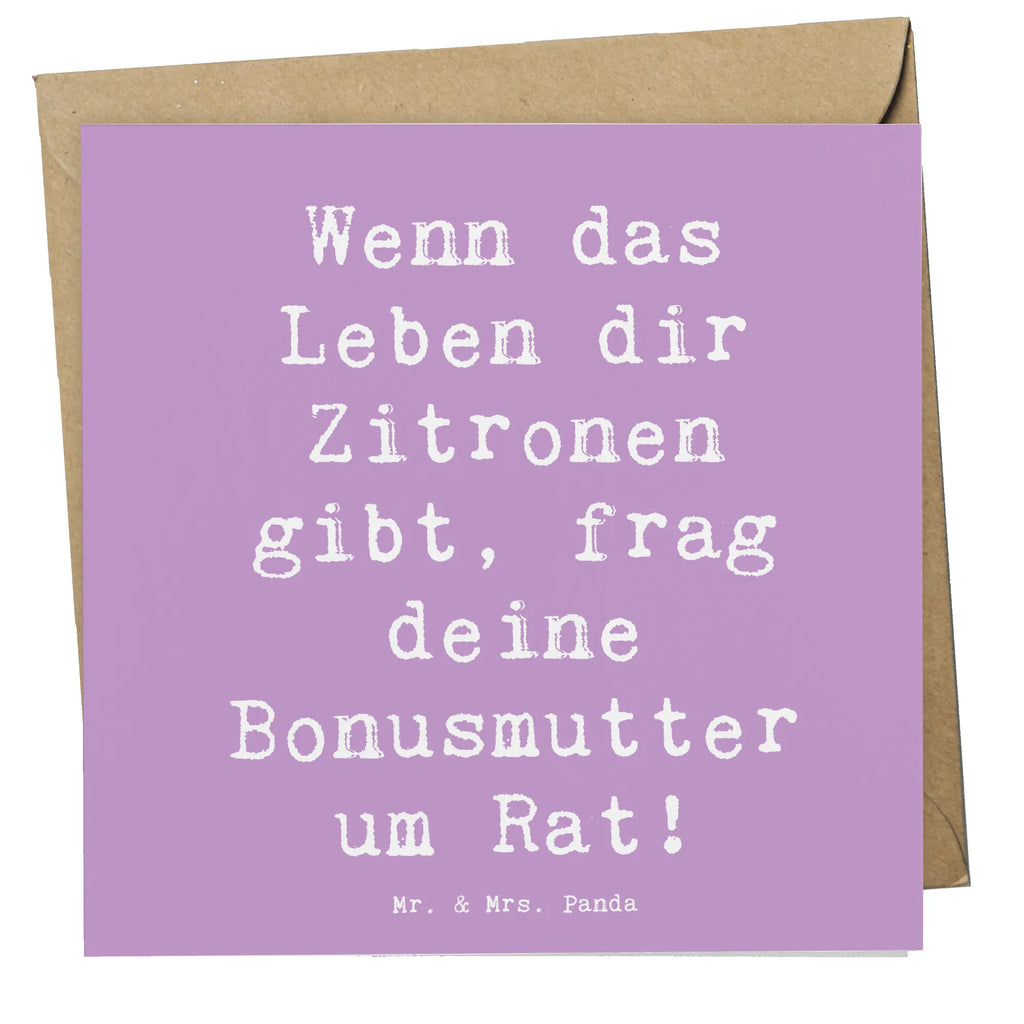 Deluxe Karte Spruch Rat bei Bonusmutter Karte, Grußkarte, Klappkarte, Einladungskarte, Glückwunschkarte, Hochzeitskarte, Geburtstagskarte, Hochwertige Grußkarte, Hochwertige Klappkarte, Familie, Vatertag, Muttertag, Bruder, Schwester, Mama, Papa, Oma, Opa