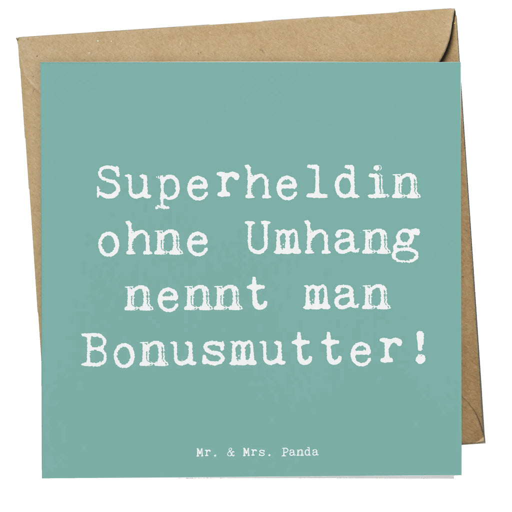 Deluxe Karte Spruch Bonusmutter Superheld Karte, Grußkarte, Klappkarte, Einladungskarte, Glückwunschkarte, Hochzeitskarte, Geburtstagskarte, Hochwertige Grußkarte, Hochwertige Klappkarte, Familie, Vatertag, Muttertag, Bruder, Schwester, Mama, Papa, Oma, Opa