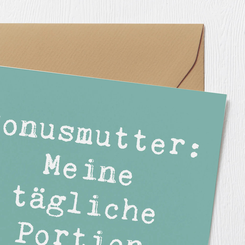 Deluxe Karte Spruch Bonusmutter Glück Karte, Grußkarte, Klappkarte, Einladungskarte, Glückwunschkarte, Hochzeitskarte, Geburtstagskarte, Hochwertige Grußkarte, Hochwertige Klappkarte, Familie, Vatertag, Muttertag, Bruder, Schwester, Mama, Papa, Oma, Opa