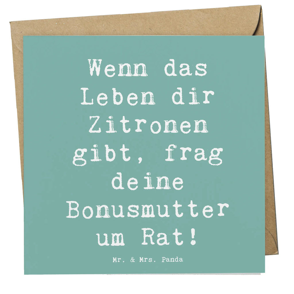 Deluxe Karte Spruch Rat bei Bonusmutter Karte, Grußkarte, Klappkarte, Einladungskarte, Glückwunschkarte, Hochzeitskarte, Geburtstagskarte, Hochwertige Grußkarte, Hochwertige Klappkarte, Familie, Vatertag, Muttertag, Bruder, Schwester, Mama, Papa, Oma, Opa